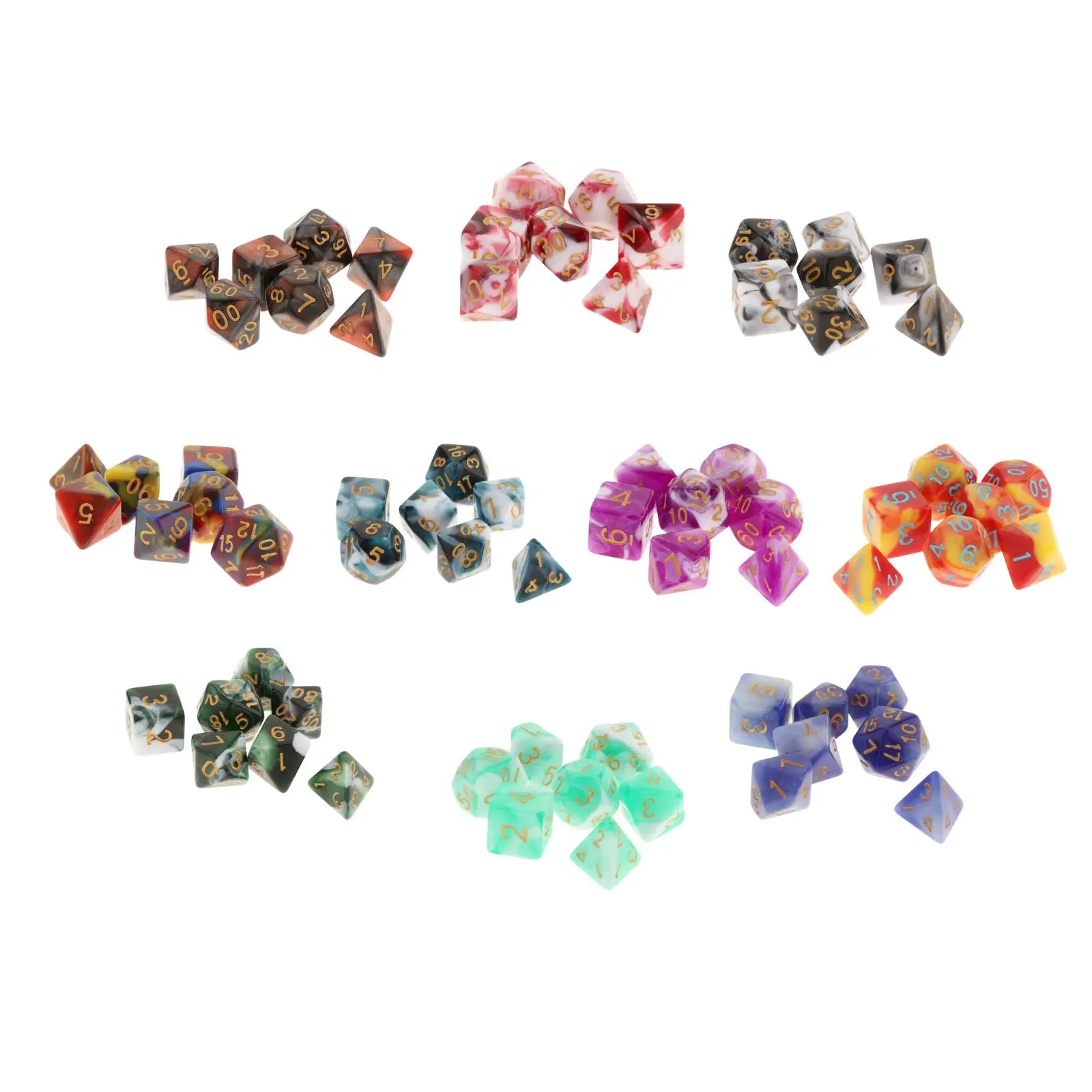 7ชิ้น/เซ็ตสี Acrylic Polyhedral ลูกเต๋าชุด D4 D6 D8 D10 D12 D20 7-Die โหราศาสตร์ลูกเต๋า Props สำหรับ DND ครอบครัวเกมตารางเกม