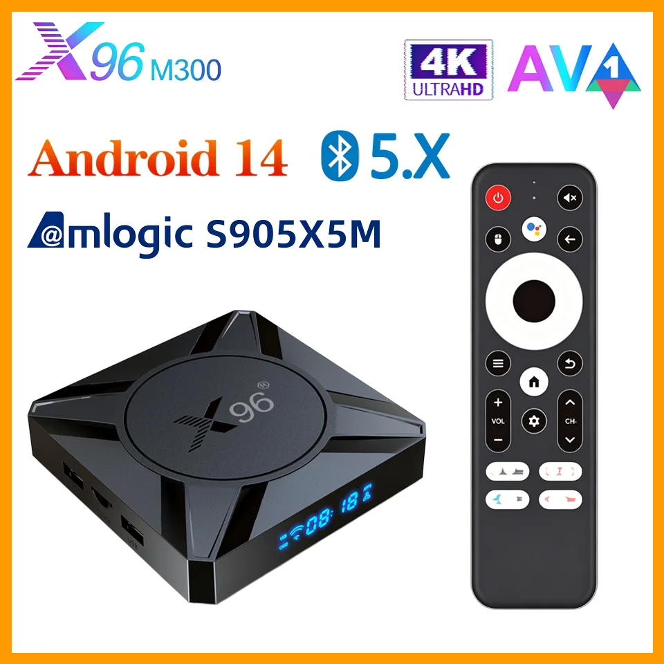 X96 M300 Smart TV Box Android14 Amlogic S905X5M Support 8K AV1 HDR Dual Band WiFi BT5.X 1000M Ethernet Set Top Box