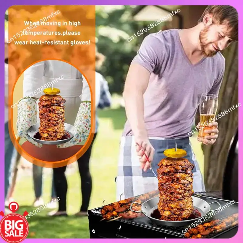 

Big Deal Skewer For Grill, Vertical Skewer, BBQ Pan Accessories Stainless Steel With 3 Removable Spikes(8/10/12Inch),A