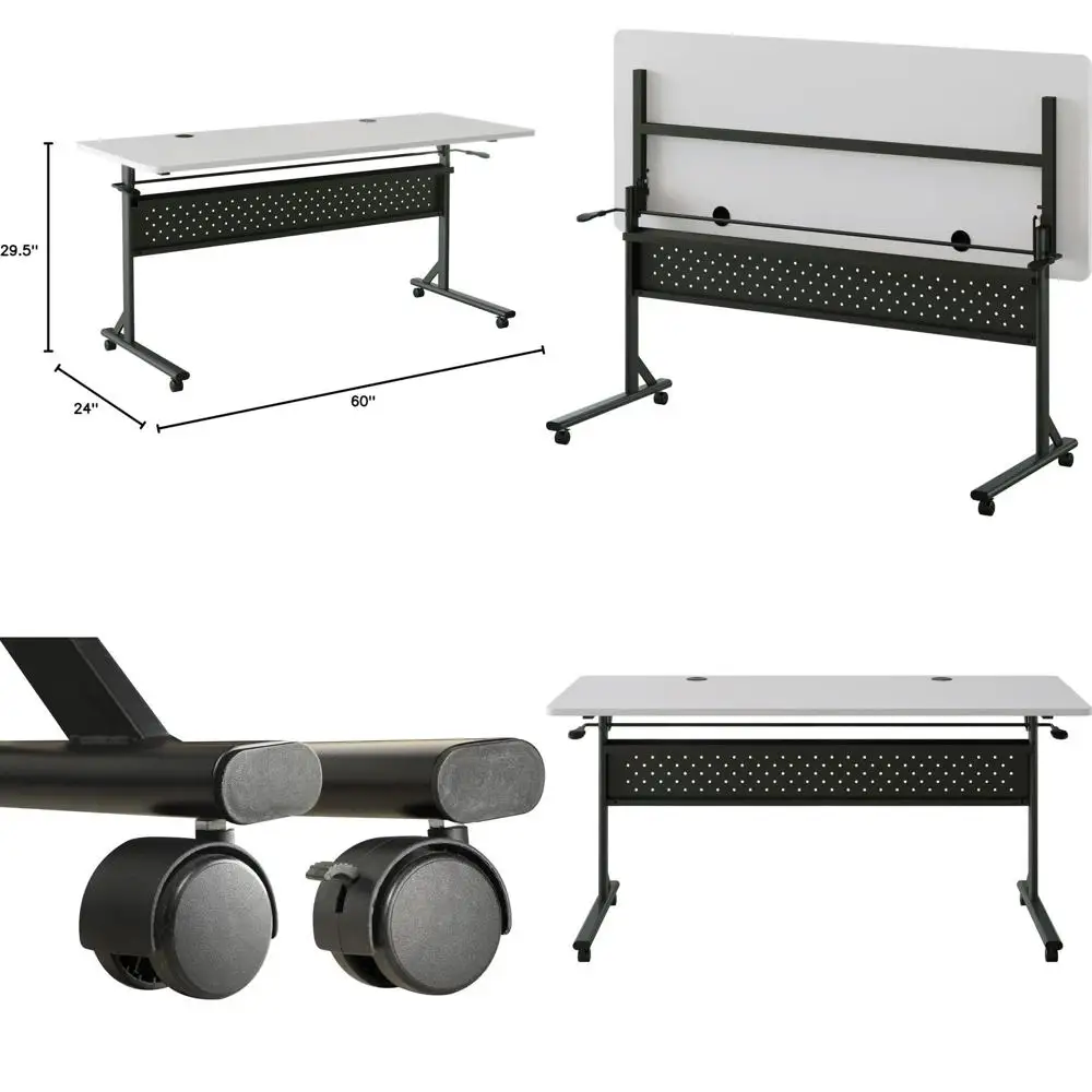 

Мобильный стол-трансформер 60x24x29.5 из черной стали и серого ламината