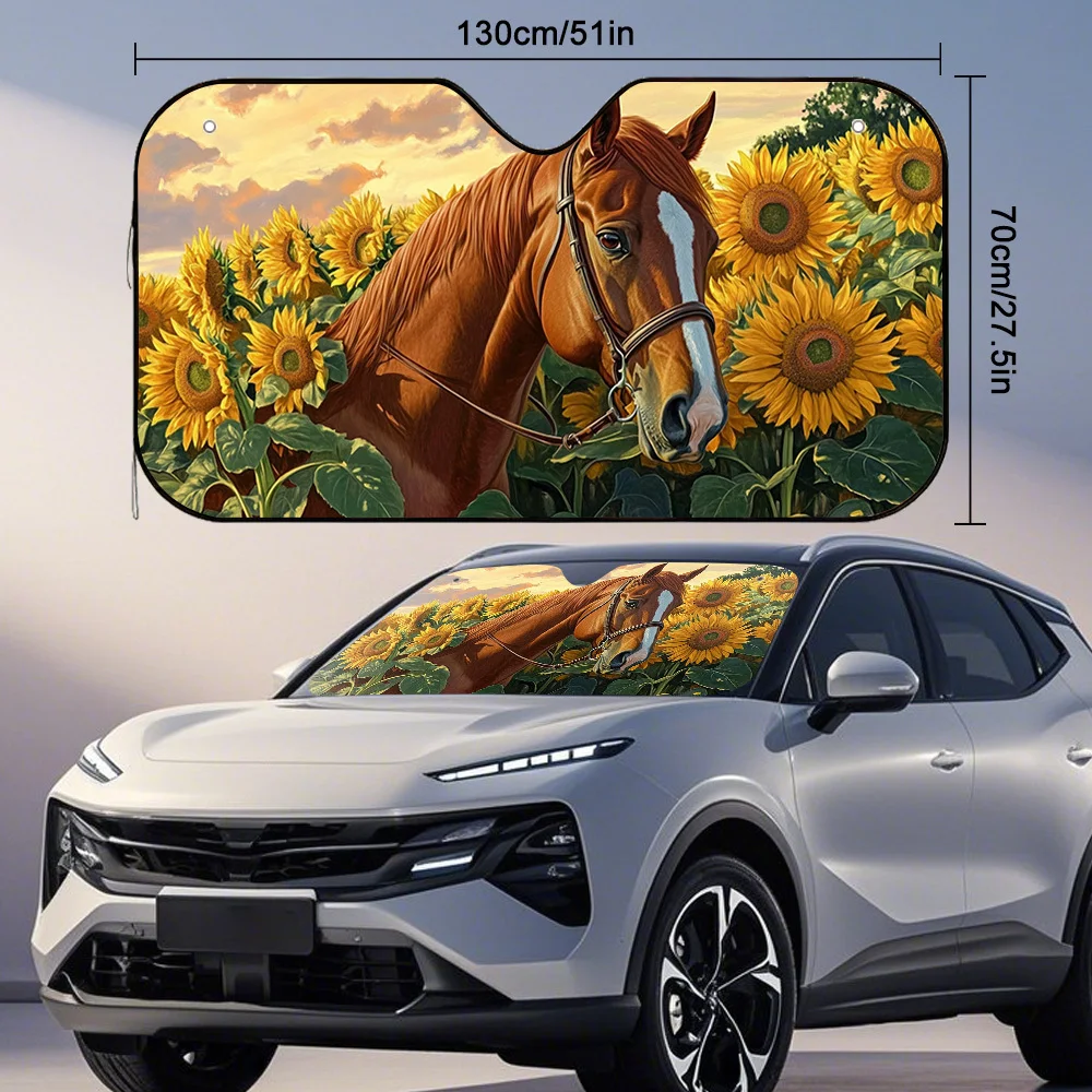 1pc Horse-Themed Sunshade For Car Visors, Perfect For Everyday Journeys, It Minimizes Sunlight Exposure And Enhances Comfort Wit