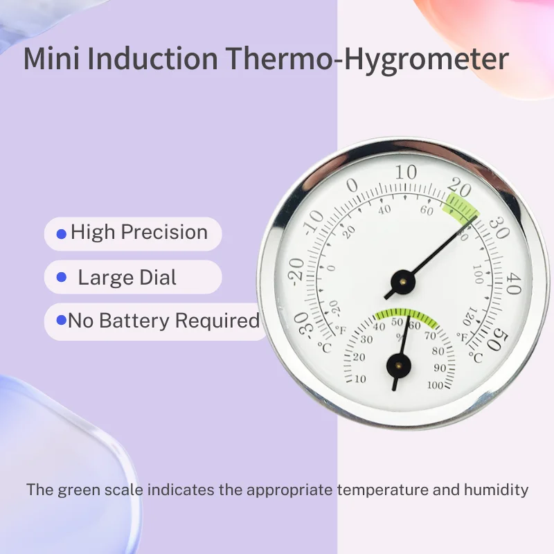 Round Plastic Outdoor Indoor Door Window Thermometer with Pointer - Humidity Temperature Measurement Tool Hygrometer Home Garden