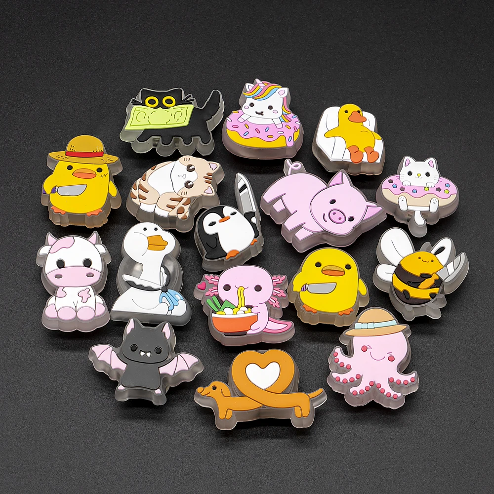 1pcs LED Shoe Charms Unicorn Whales Lion Lighted Shoe Decorations Ducks Cows Cats Women Kids Sandals Pins Glowing Buckles image 5