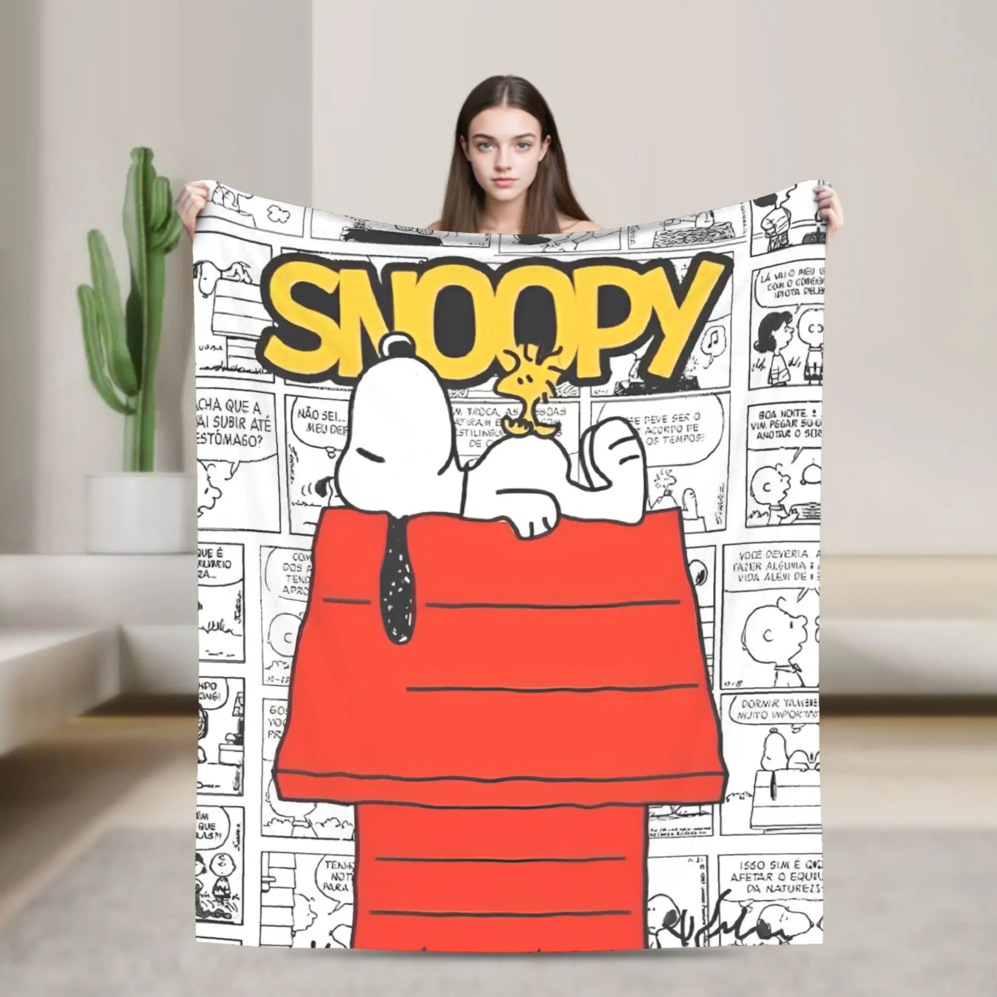 Snoopys Knitted Blanket Fleece Cartoon Soft Throw Blankets for Bedding Couch Bed Rug
