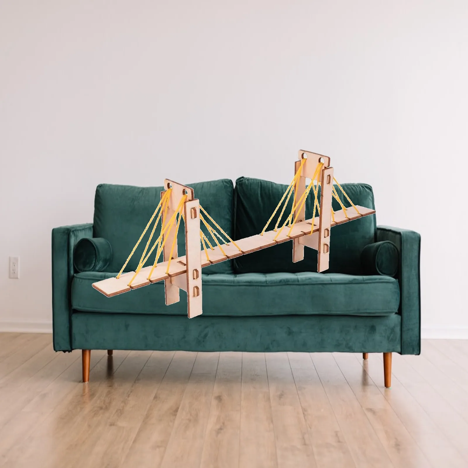 DIY Cable Stayed Bridge Wooden Kit Educational Science Experiment Model Toy for Kids Early Learning