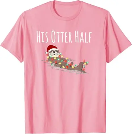 Lustiges Partnerlook-T-Shirt „His and Her Otter Half“ – Hässliches Weihnachts-T-Shirt im Y2K-Stil für die Familie, passende Weihnachtspyjamas mit Grafik und Spruch, Neuheit – Detail 8