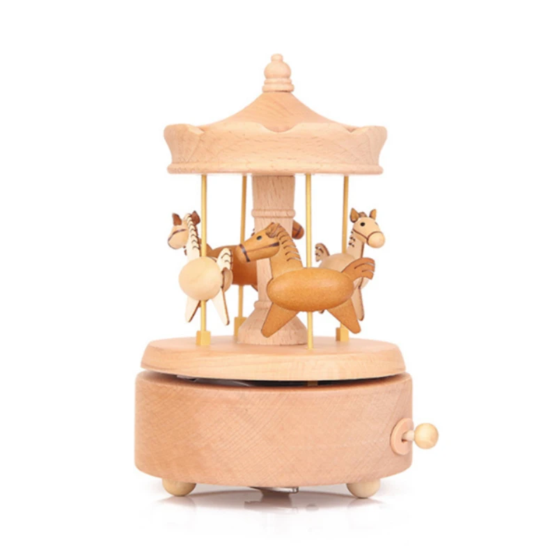 

Creative wooden romantic merry go round music box birthday gift Toys for Tots music box