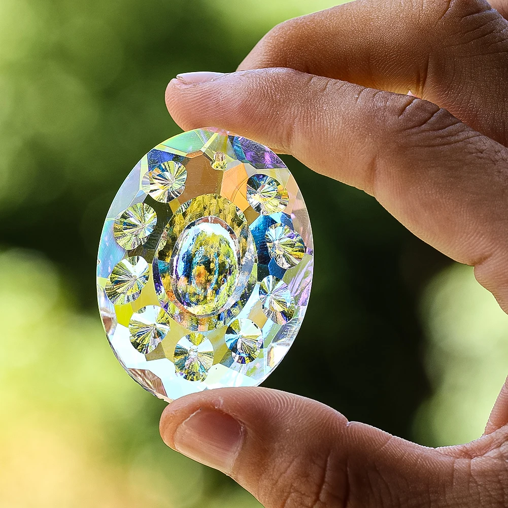 48mm Crystal Suncatcher Prism Pendant Glass Art Faceted Chandelier Lamp Parts Rainbow Maker Light