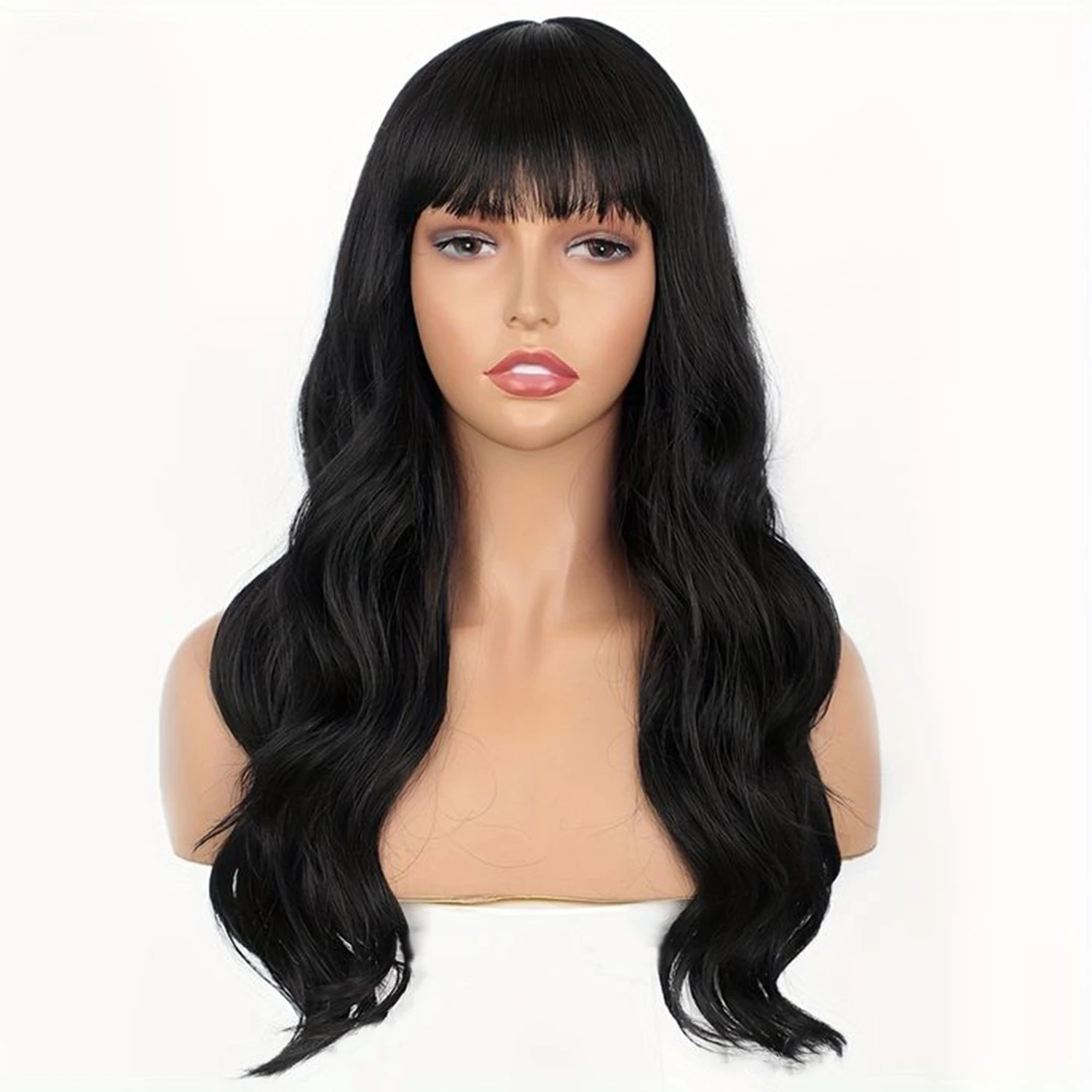 100% Human Hair Wig with Bangs Human Hair Body Wave 18-32 inch Brazilian Remy Hair Wig Natural Color Wig Body Wavy for Women