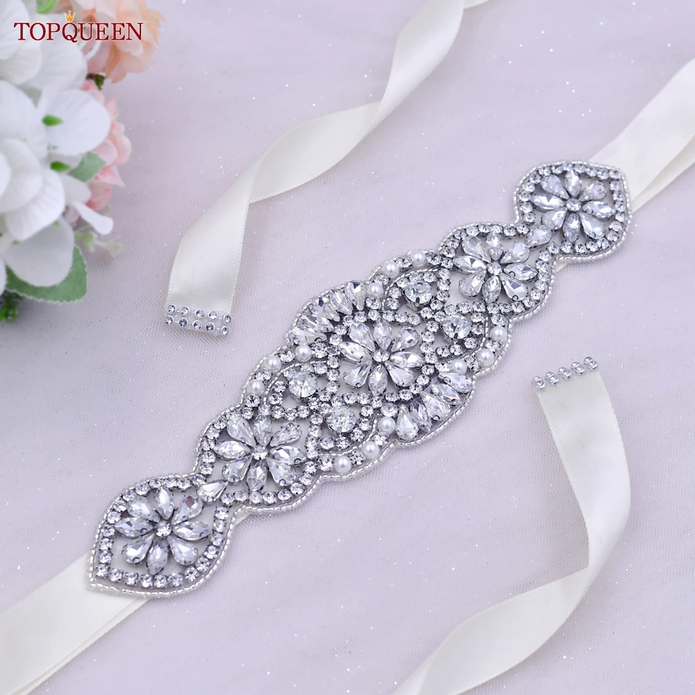 TOPQUEEN Women'S Wedding Dress Flower For Party Dresses Crystal Beltluxury Party Rhinestones For Dresses Belt S94