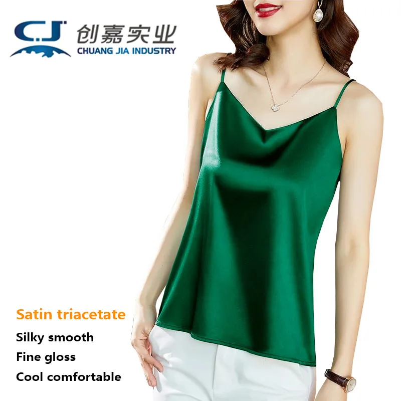 Satin Triacetate Spring and Summer Women's Halter Vest Refreshing Comfortable shirt silky Smooth Top Large Size 4XL 5XL Clothing