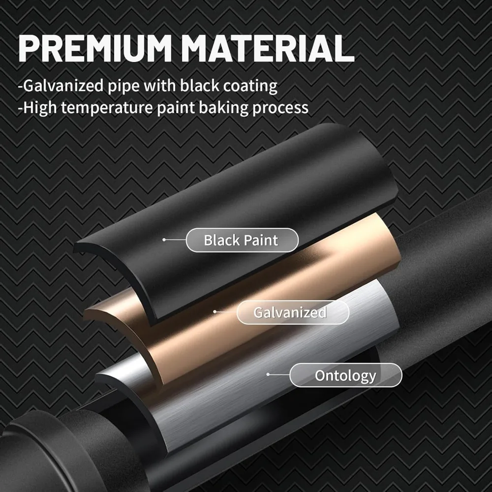 درابزين الدرج الصناعي المثبت على الحائط، بطول 10 أقدام، 1.3 متر للسلالم الداخلية، فولاذ مجلفن أسود، قضبان إمساك آمنة