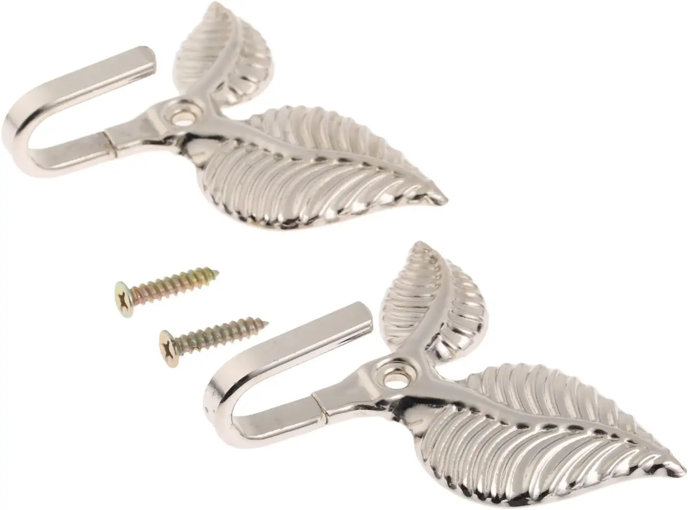 2Pcs Silver Curtain Hook Leaf Curtain Drapery Tieback Door Wall Hat Hook Holder Hanger 4 Color with 2 Screw Multifunctional Hook