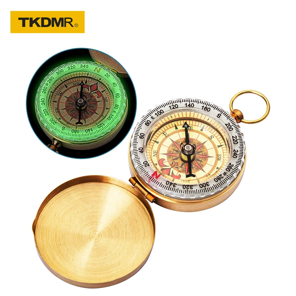 

Portable Camping Hiking Compass High Quality Pure Copper Clamshell Luminous Compasses Outdoor Activities Pointing Guide Tools