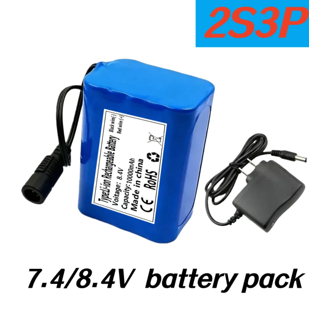 

Литиевая батарея 8.4В 10Ач 2s3p 18650 с BMS, для велосипедных фонарей 7.4В, рыболовных фонарей и радиоуправляемых лодок.