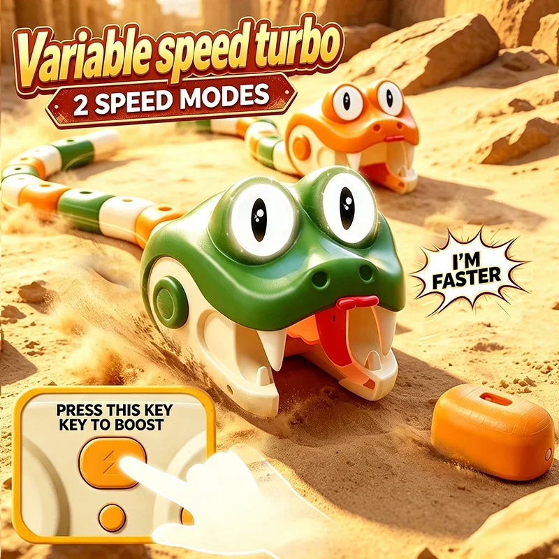 Two-Player Battle Greedy Magnetic Snake Eat Bean Toys Upgraded Rotating Glowing Eyes Remote Control Interactive Game Xmas Gifts