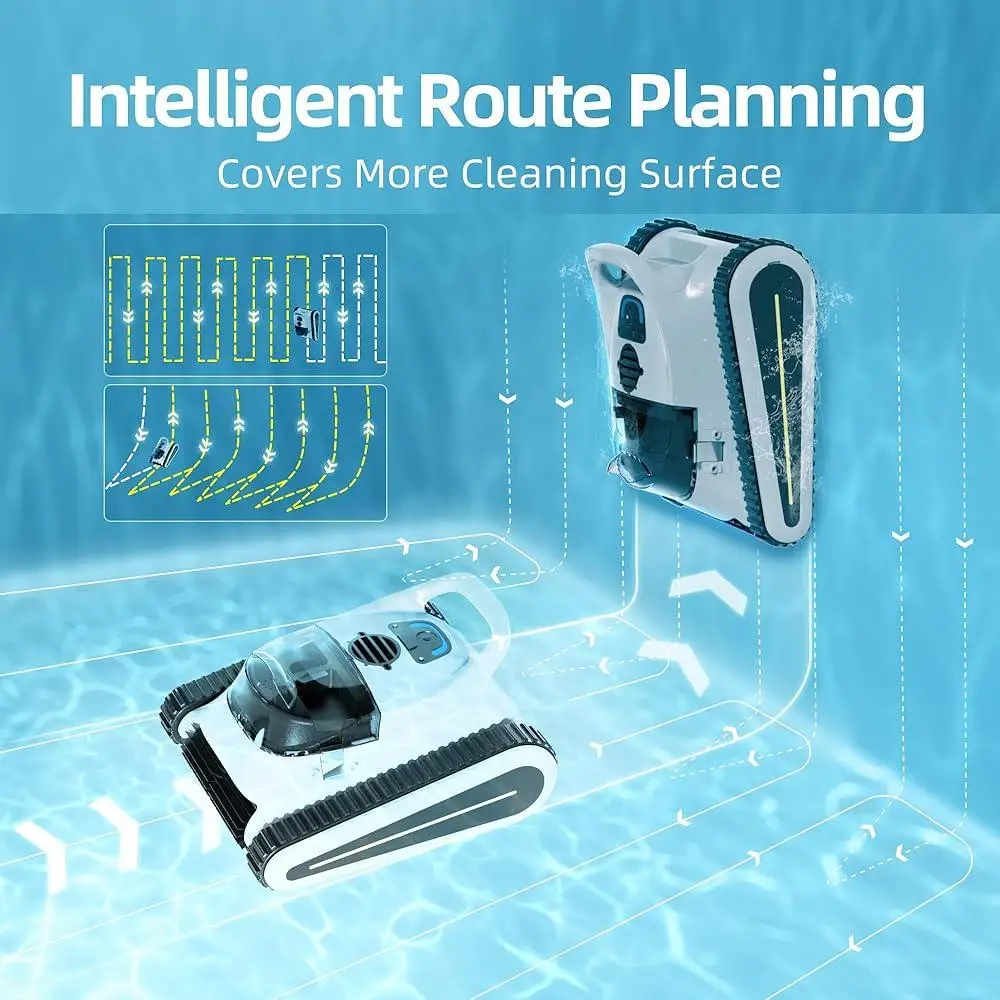 Automatic Cordless Pool Cleaner Robotic Vacuum Inground Pools Wall and Waterline Cleaning High Suction Battery Powered