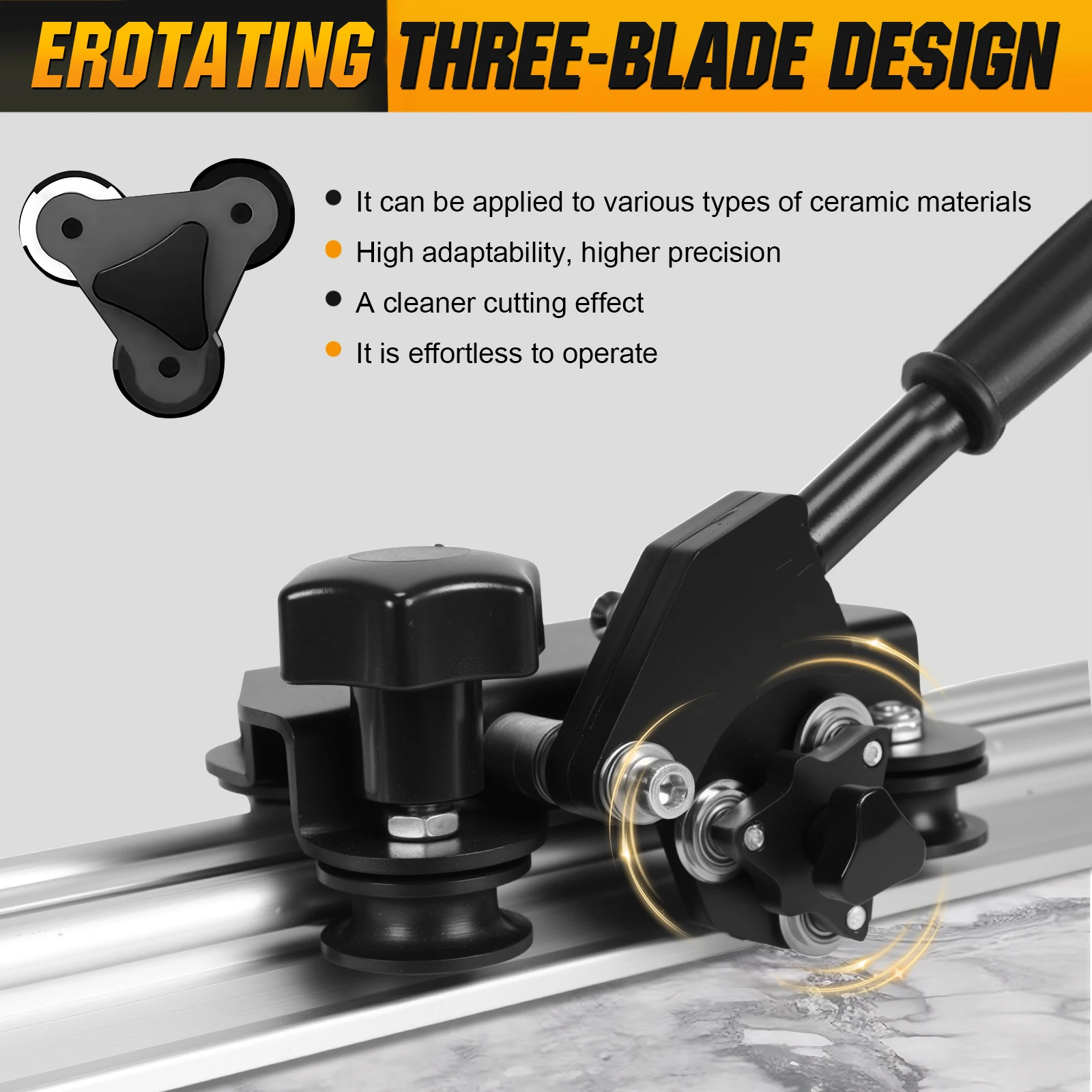 Cortador de azulejos portátil de 106 polegadas para azulejos com espessura de até 0,47 polegadas com ventosas integradas para formatos grandes