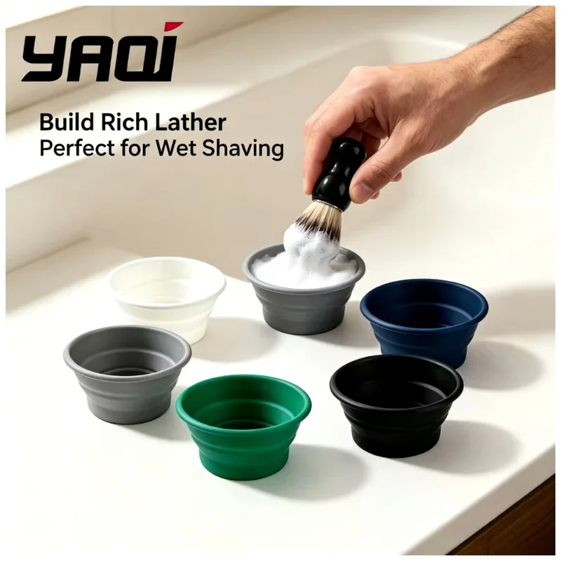 YAQI Foldable Silicone Shaving Bowl 5 Colors Space-Saving Travel Shave Mug Quick Lather Bowl Wet Shave Tools Best Gift for Men