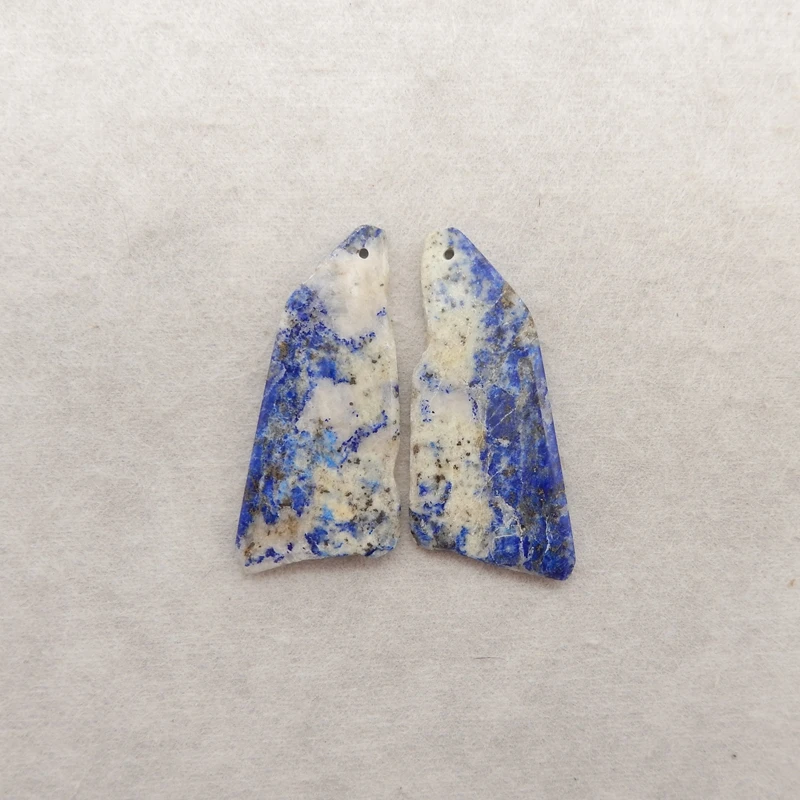 Blue White Lapis Lazuli Natural Stone Nugget Earrings 53x23x4mm 17g Fashion Accessory for Parties And Banquets DIY Jewelry
