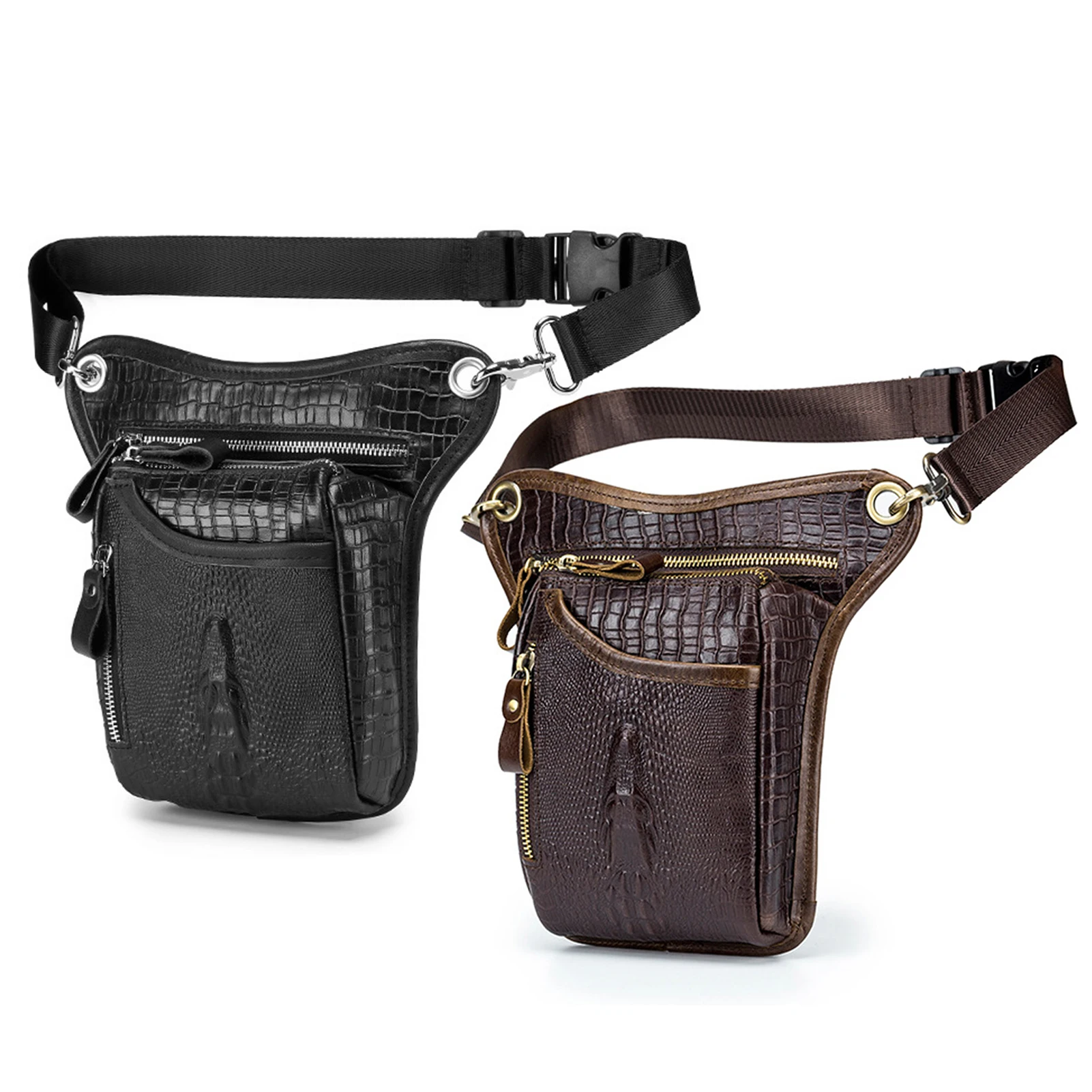 

Leather Waist Bag Motorcycle Bike Leather Waist Bag Multi-Purpose Sporting Shoulder Bag Leg Thigh Pack for Riding Hiking Camping