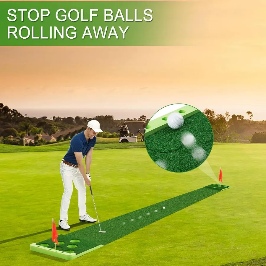 مجموعة ألعاب وضع الجولف مع حدود أمامية للاستخدام الداخلي والخارجي تتضمن 4 كرات جولف وحقيبة محمولة و2 أعلام وأكواب عملية مثالية