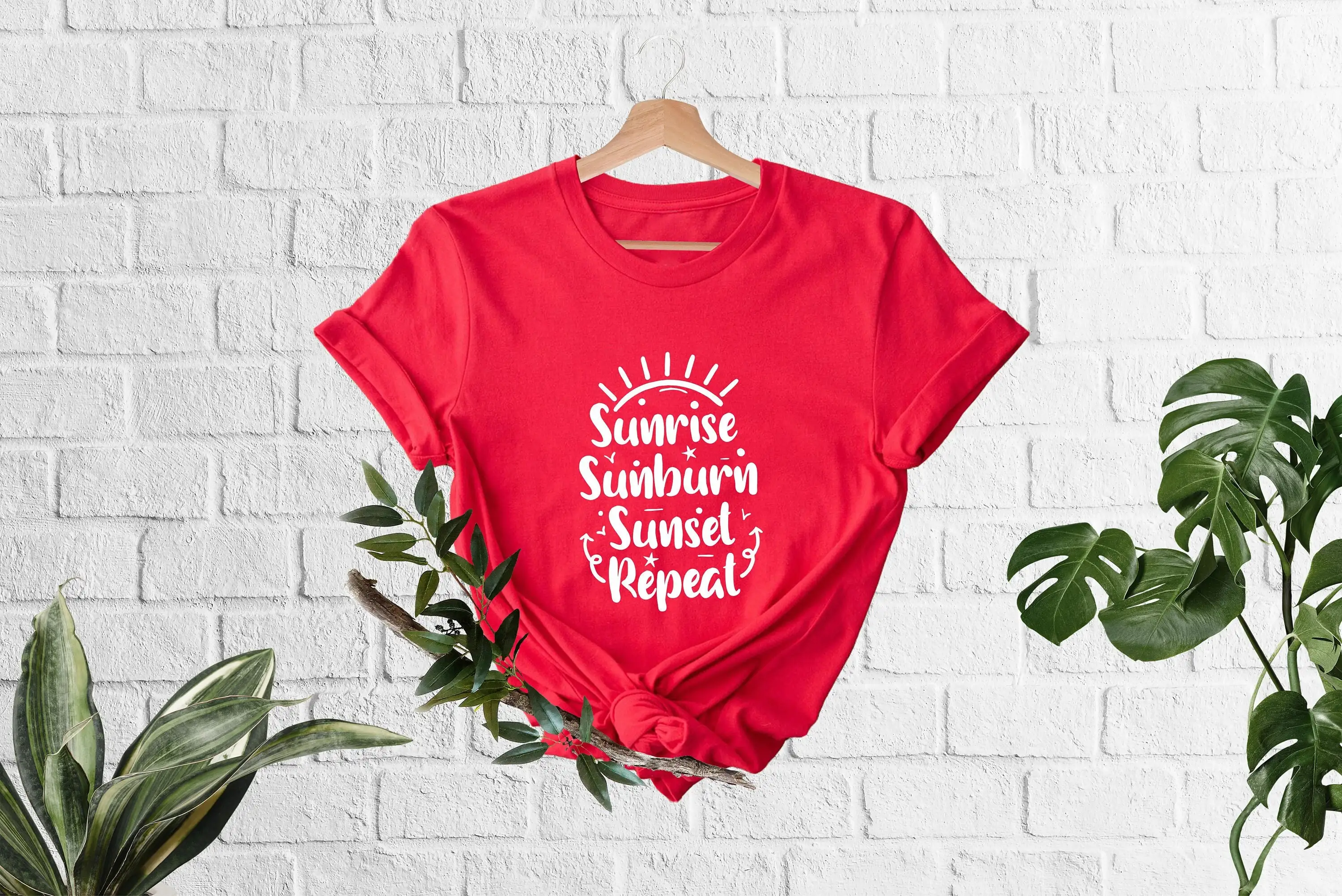 Sunrise Sunburn Sunset Repeat Beach Vacation T Shirt Summer Vibes Beachy Fun