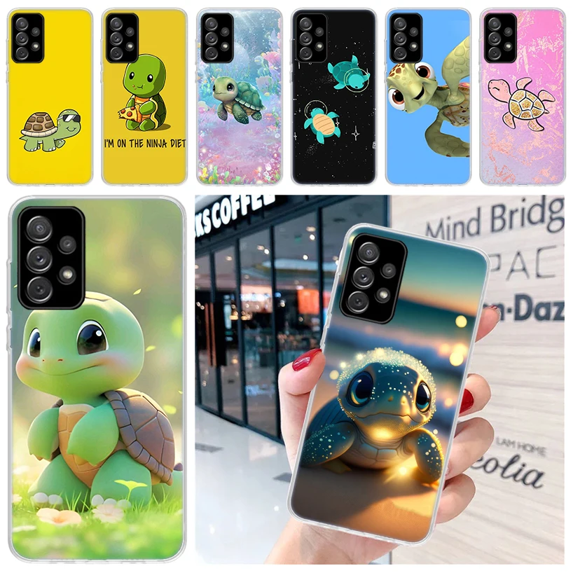 Cartoon Sea Turtle Tortoise Soft Phone Case for Samsung A55 A54 A53 A52 A15 A14 A13 A12 A25 A24 A23 A22 A35 A34 A33 A32 A03S A05