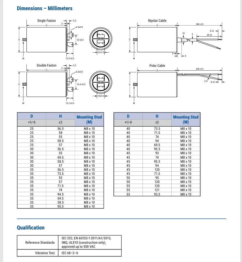 

[BELLA] [New Original] ARCOTRONICS Motor inverter start capacitor 1.27.4AC2 MKP 2UF 3.15UF 6UF 8UF