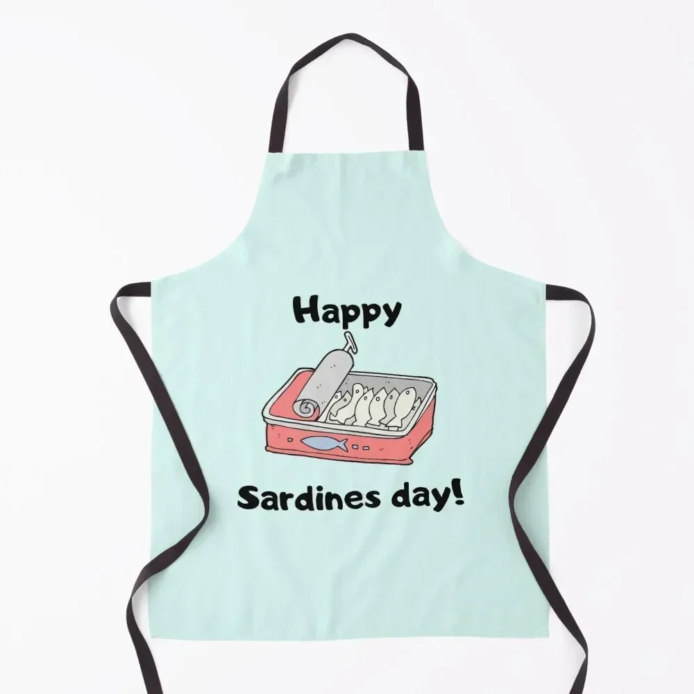 

National Sardines Day Apron Kitchens Accessories Women's Kitchen Hairdresser kitchen clothes for men Apron