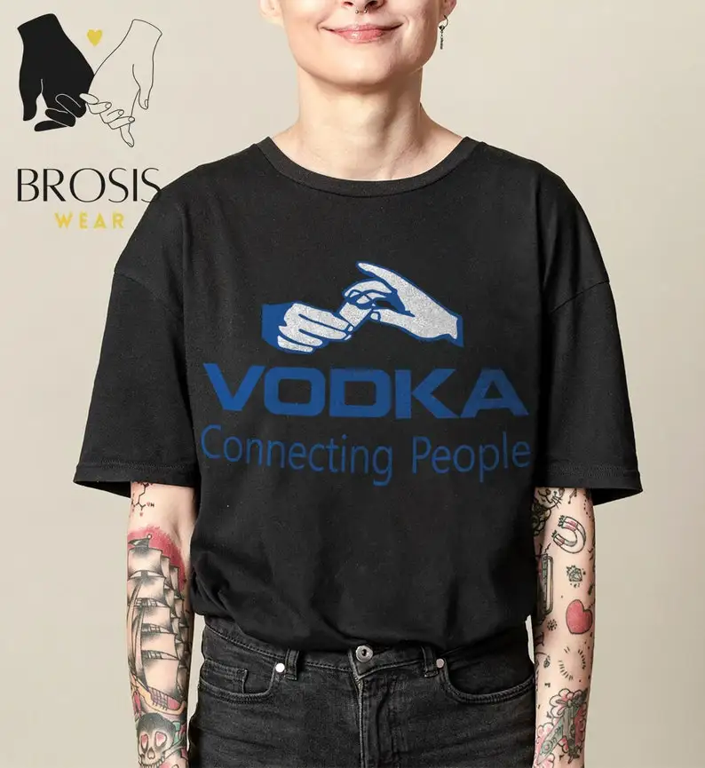 Funny Logo Vodka T-shirt, Logo Parody Vodka Inspired Graphic Tees, Vodka Connecting People Shirt, Drink Shirt, Unisex Clothing