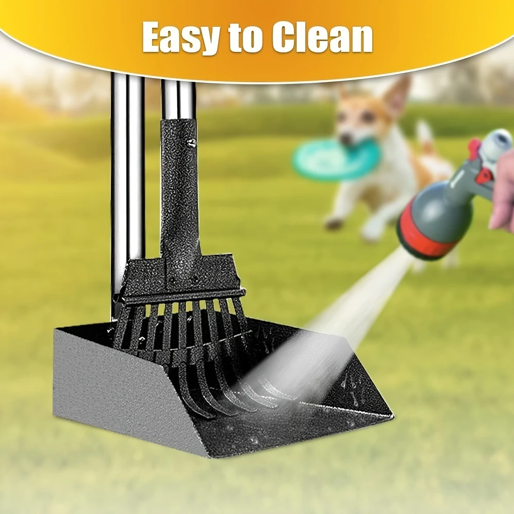 Stainless steel toilet kit with rust proof tray and rake combination, adjustable handle, pet manure cleaning shovel, yard