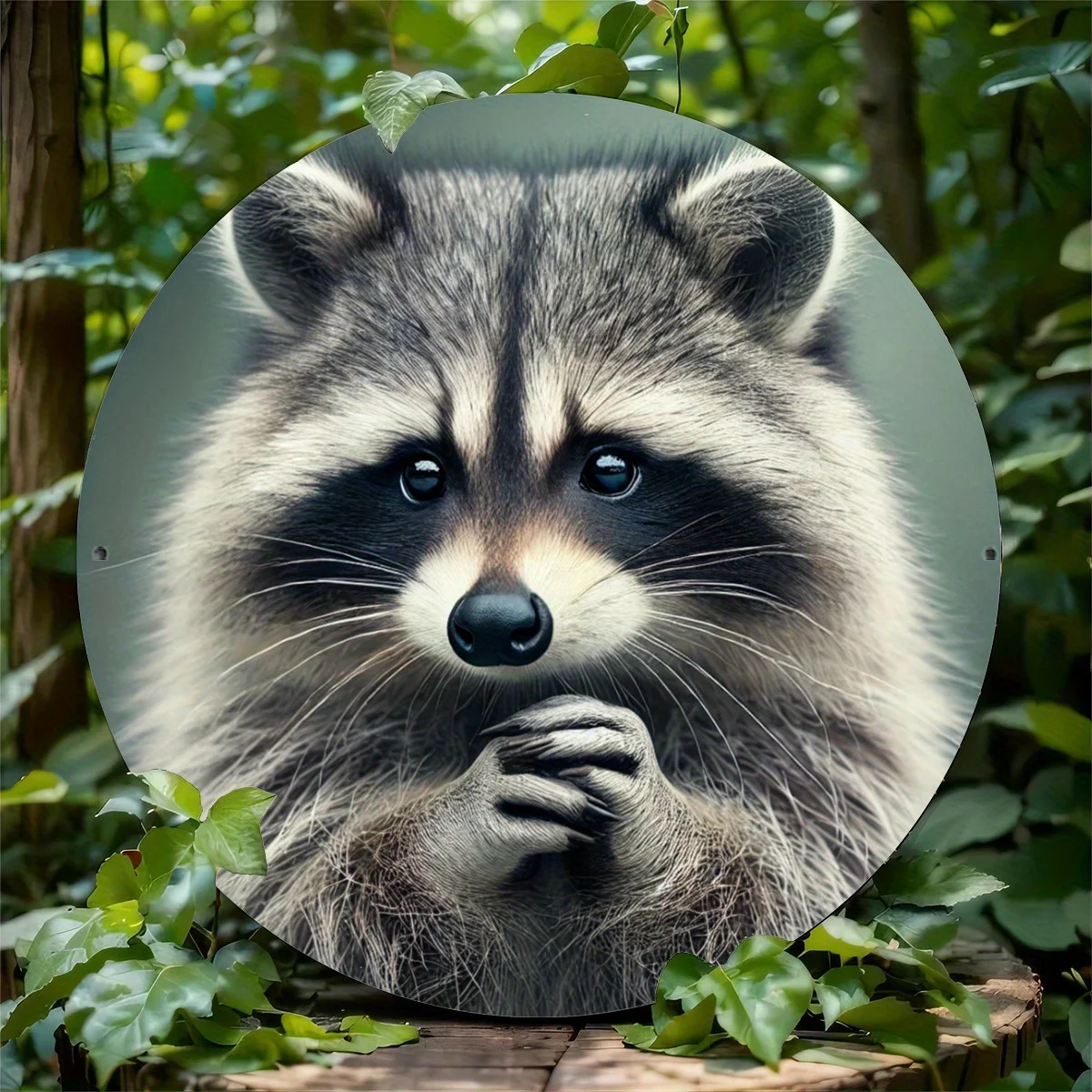 

Очаровательный енот с обнаруженными глазами, персонализированный подарок - декор для спальни, настенное искусство для офиса