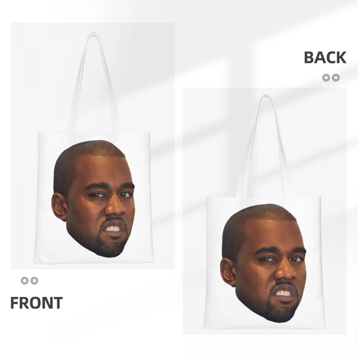 Custom Funny Kanye West Meme Canvas Shopping Bags Women Washable Grocery Rapper Music Producer Shopper Tote Bags