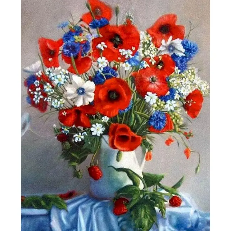 CHENISTORY DIY PEINTURES PAR NUBRIT KITS PEINTURATION ACRYLIQUE BY NUMBRÉE pour les adultes Fleurs sur toile Modern Wall Home Decoration Gfit