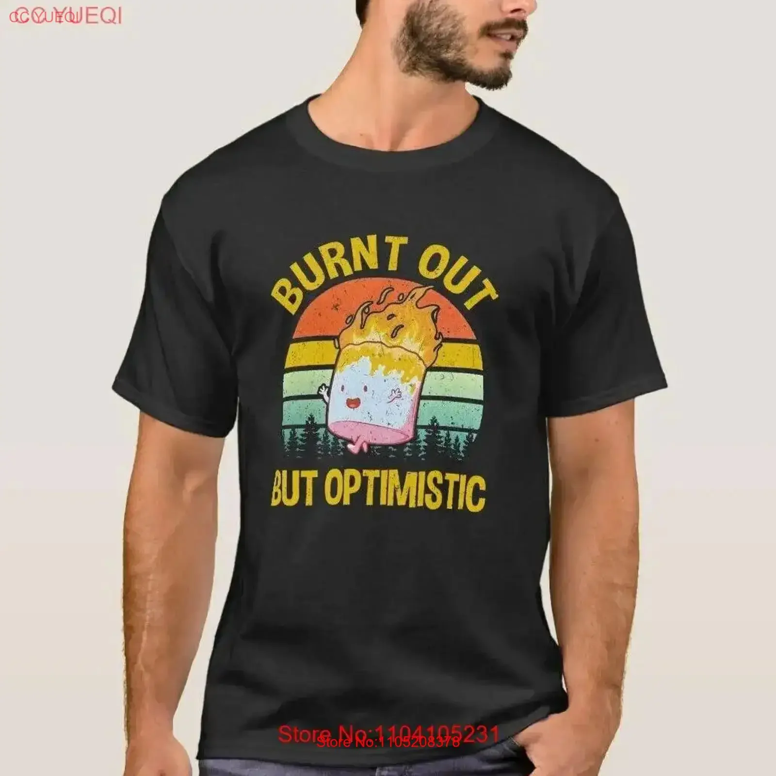 Brûlure mais optimiste t-shirt rétro Vintage coucher de soleil vintage lavé polyvalent étiré mode élégant décontracté streetwear