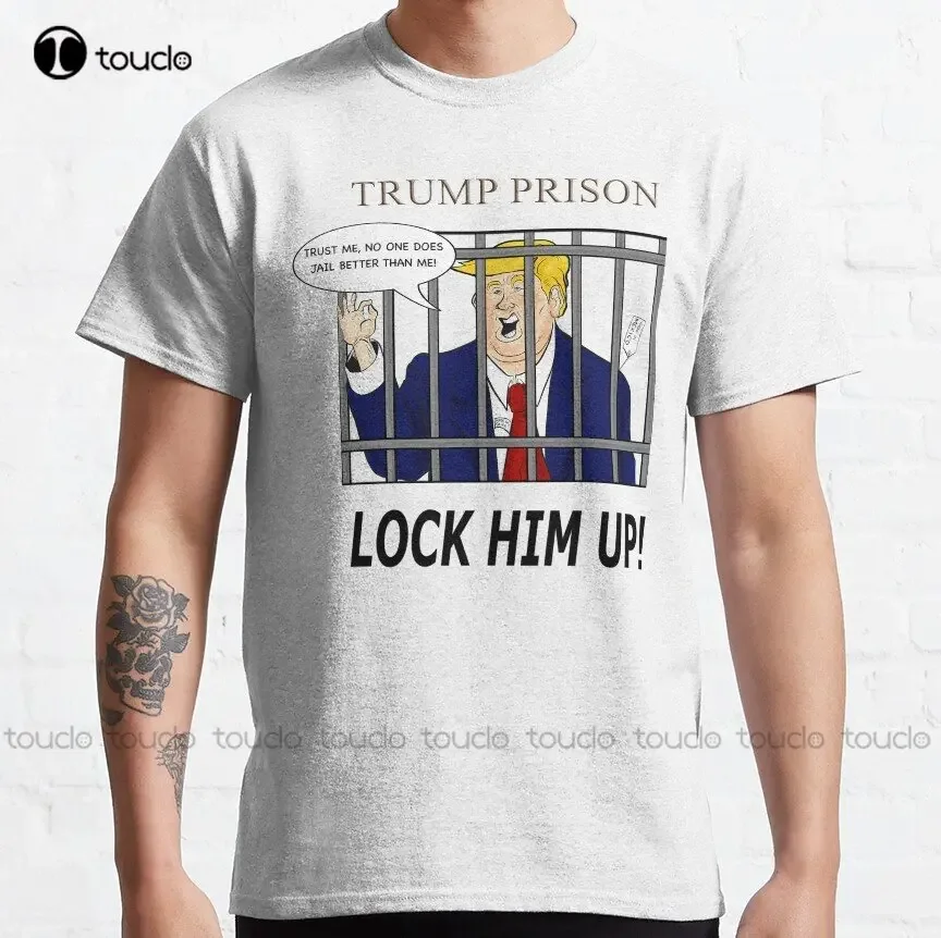 

Trump Prison "Lock Him Up" Classic T-Shirt Shirts For Girls Funny Art Streetwear Cartoon Tee Digital Printing Tee Shirts Xs-5Xl