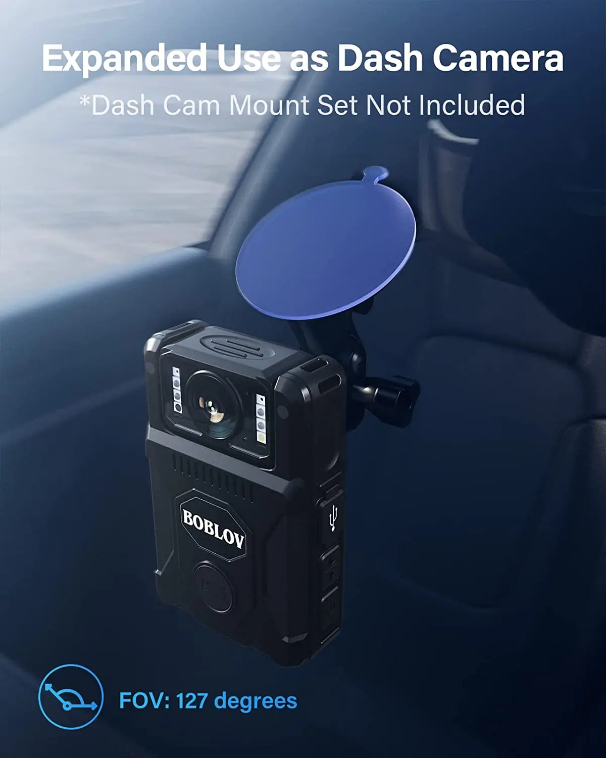 BOBLOV M7 1080P HD Minikamera 4000 mAh Camcorder 128 GB GPS Bodycam Polizeikamera 180 ° Rotierende Fahrradkameras Sport DV Auto DVR Cams – Detail 2