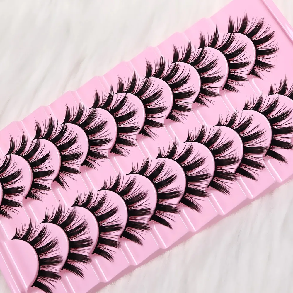 10 Paar dicke künstliche Wimpern für mehr Volumen – wiederverwendbares, formaldehydfreies Kunstwimpern-Set für die Make-up-Anwendung – Detail 2