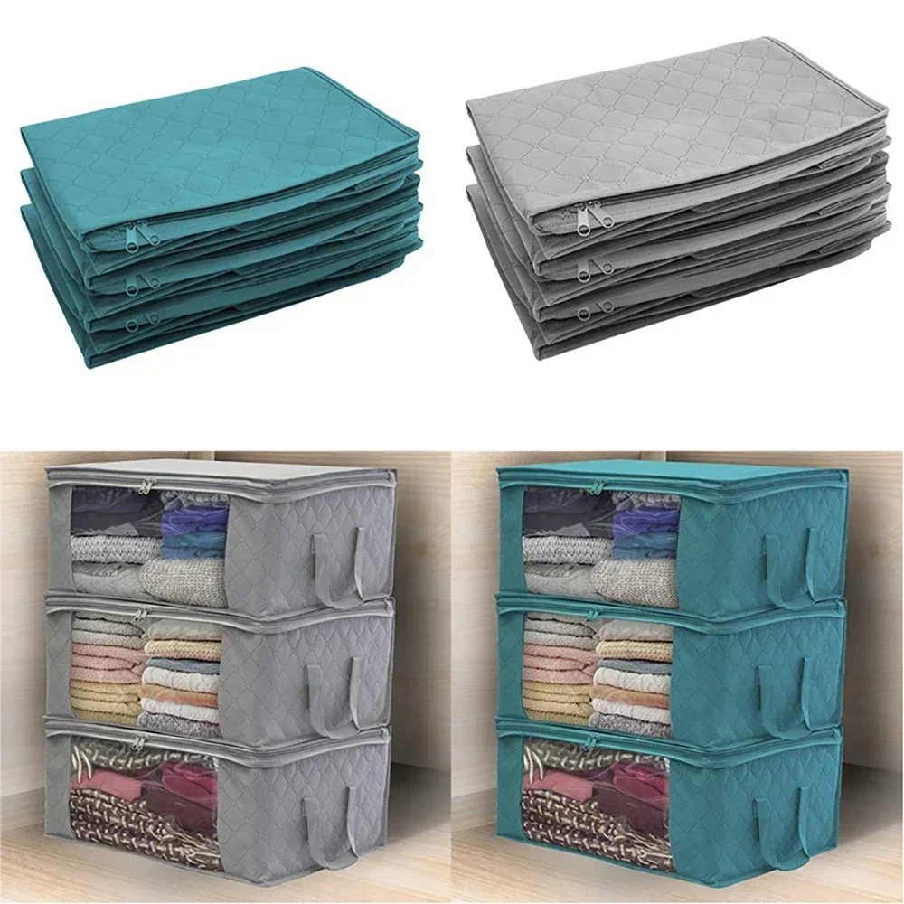 Large Capacity Non-Woven Clothes Quilt Storage Bag Dust-Proof Sweater Blanket Organizer Box 49× 36 ×21cm Foldable Sorting Pouche