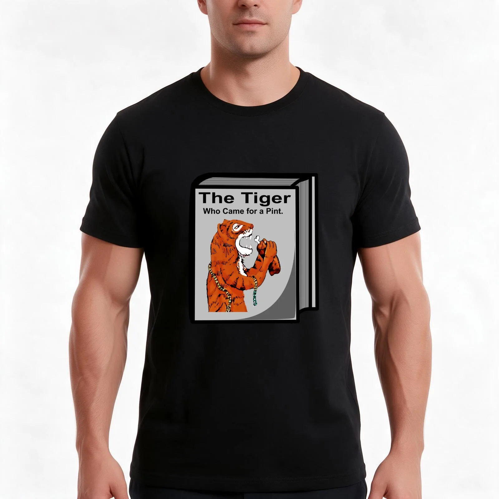 The Tiger Who Came for a Pint, Book Version. T-Shirt, Summer Casual Cotton Tee, Oversized Streetwear Tops, Vintage Graphic Print