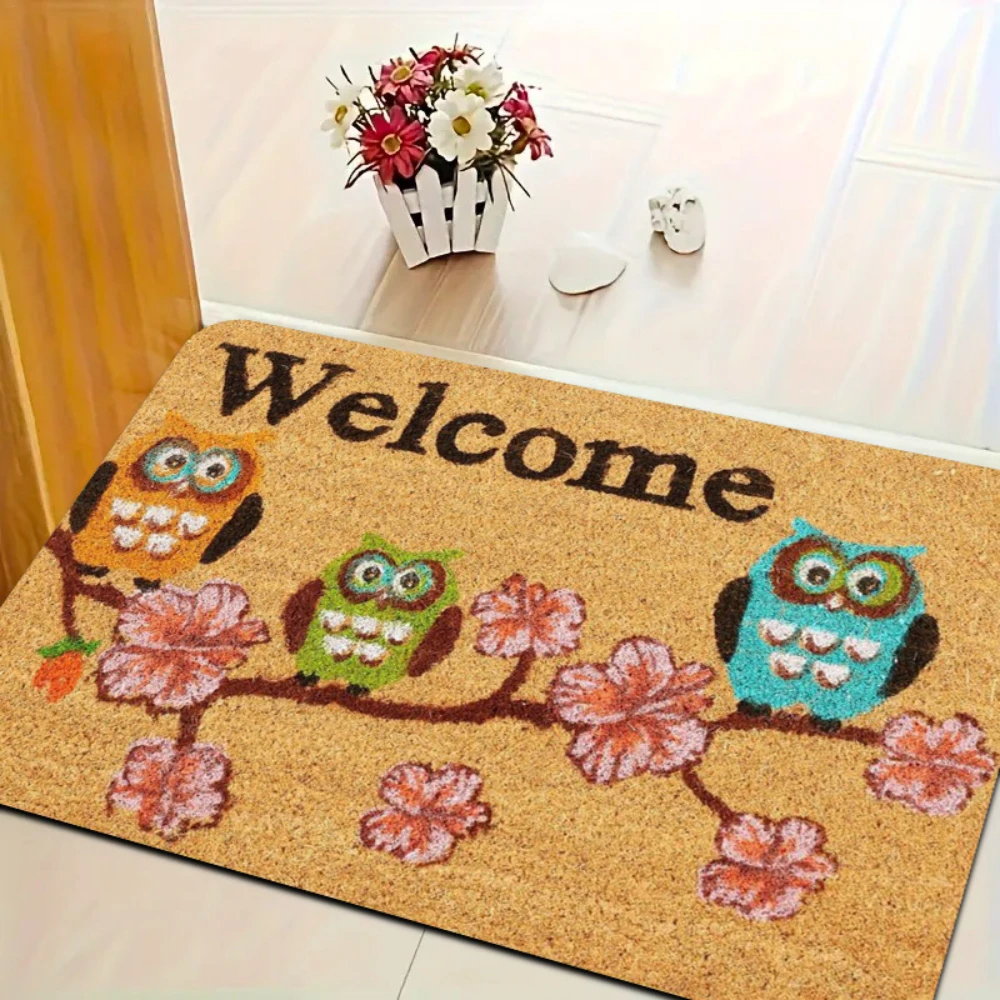 Farm Animal Owl Dog Cow Yak Print Doormat Floor Rug Entry Foyer Deck Doorway Shoe Cabinet Side Non‑Slip Entry Floor Rug