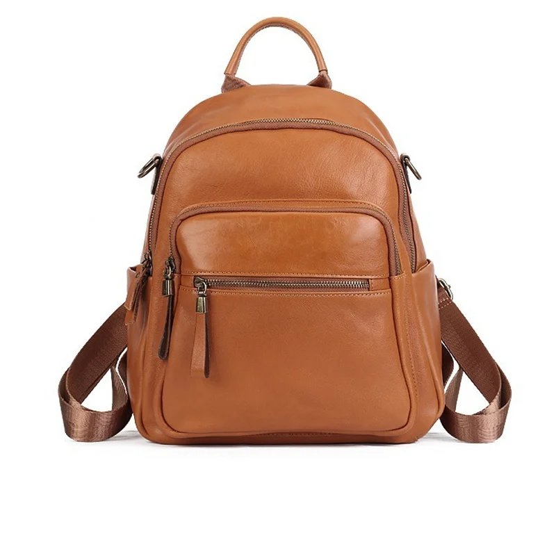 Nesitu High Quality Vintage A4 Coffee Brown Black Full Grain Genuine Leather Women's Backpack Girl Female Travel Bag M9898