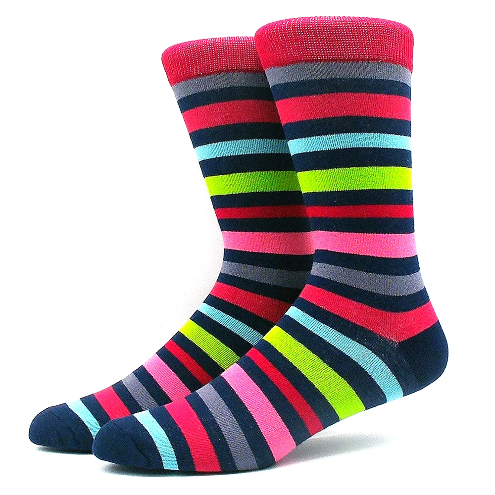 Männer glücklich bunte Streifen Frauen Socken hochwertige karierte Muster lustige Socken geometrische Harajuku Kamm Baumwoll socken Geschenk