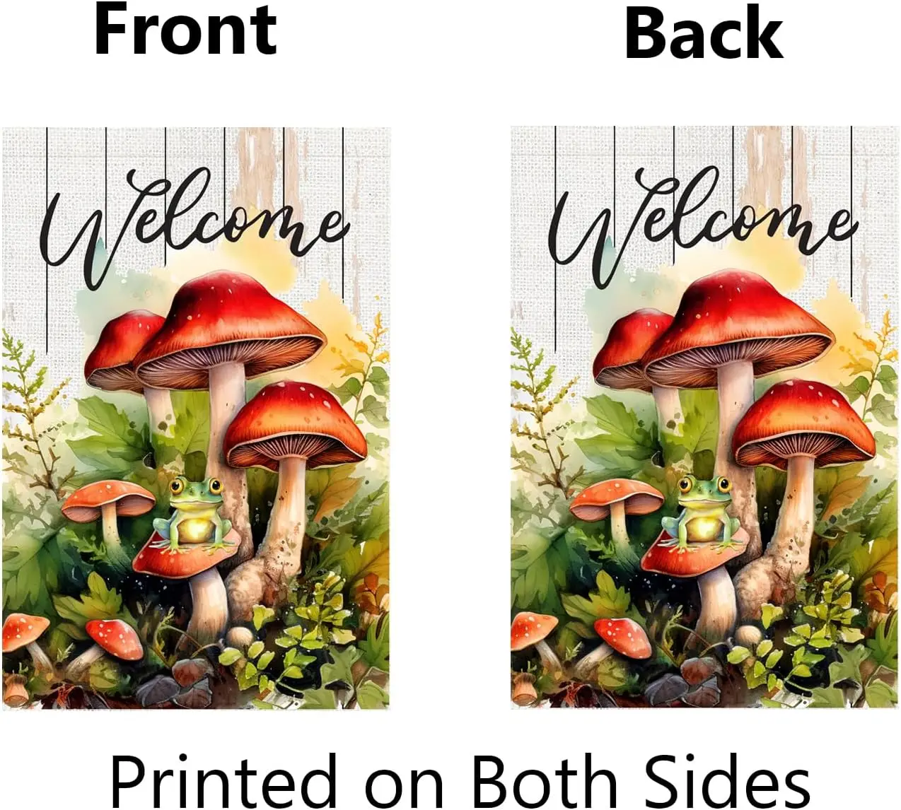 Mushroom Garden Flag Spring Summer Yard Flags for Outside 12x18 Inch Double Sided Vertical Red Mushrooms Frog Cottagecore We yyi