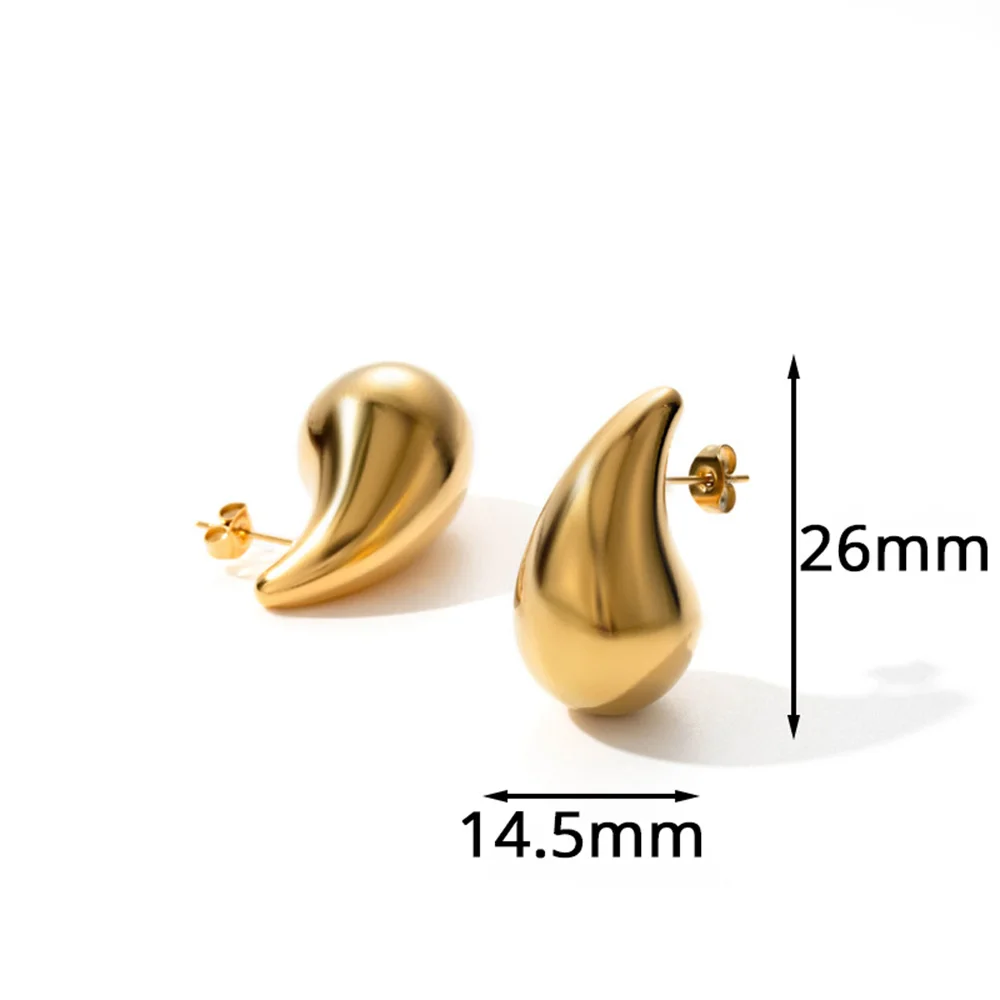 여성용 유행 작은 물방울 스터드 귀걸이, 펑크 골드 도금 스테인레스 스틸 모던 주얼리, 알레르기 방지 펜디엔트, Mujer