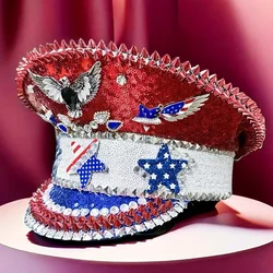 Independence Day Eagle Festival Captain Hat Unisex Ornamentation Masquerade Military Cap Steampunk Handmade Headwear Cosplay