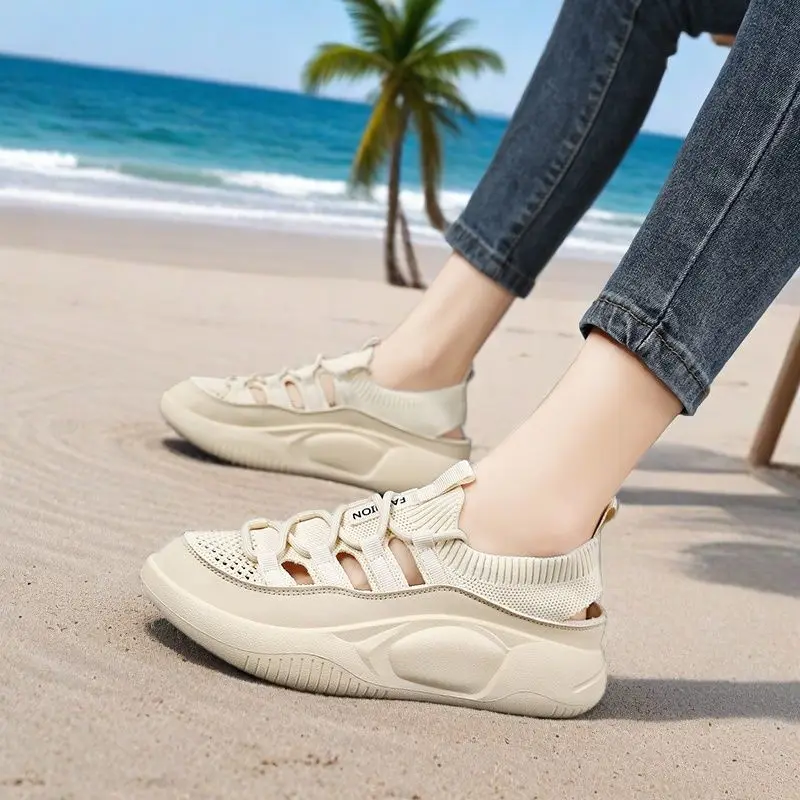 Women's Openwork Breathable Oversized Shoes Mesh Breathable Summer Soft Sole Lightweight Sneakers