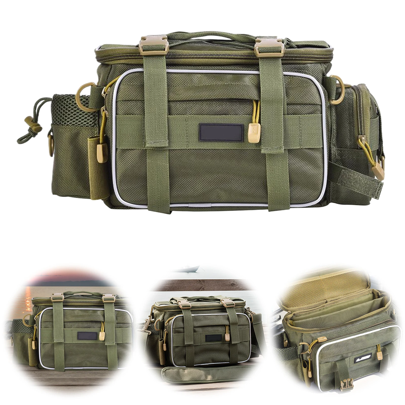 

Утолщенная многофункциональная сумка для рыболовных снастей и приманок (оливковая)