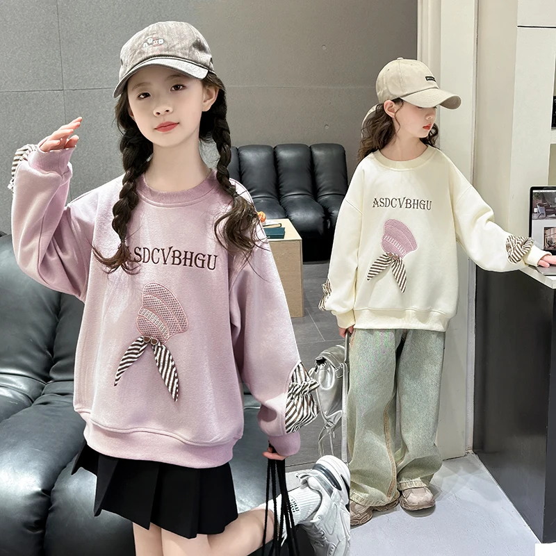 

Spring Autumn Children Fashion Sweatshirt for Girls Stylish Clothing with Letters Print Kids Casual Outfit Coat Age 5 To 14 Year